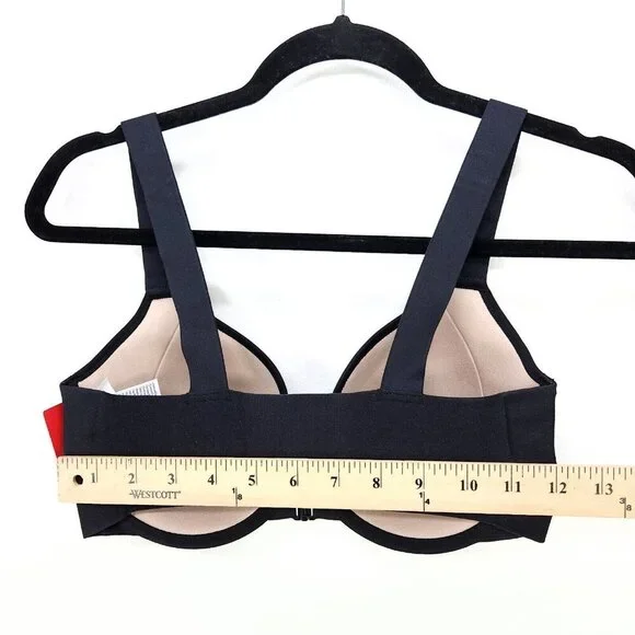 SPANX Bra Black Illusion Lace Full Coverage Underwire Front Close 32DD Stretch - Picture 10 of 15